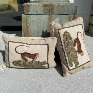 Set 2 Waverly Monkey vintage pillows